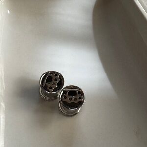 Silver Knuckle Duster plug earrings